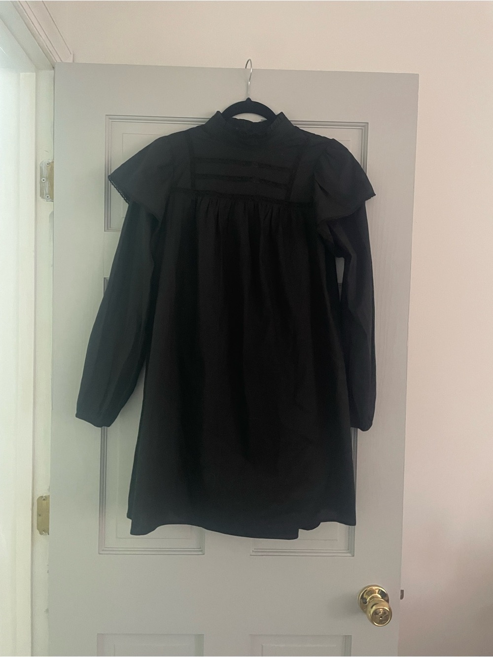 wild fable Black Ruffled Neckline Dress